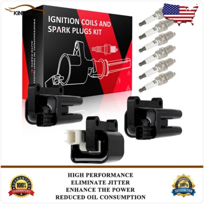 3 Ignition Coils & 6 Spark Plugs Kit For Mitsubishi Montero 1997-2002 3.5L V6