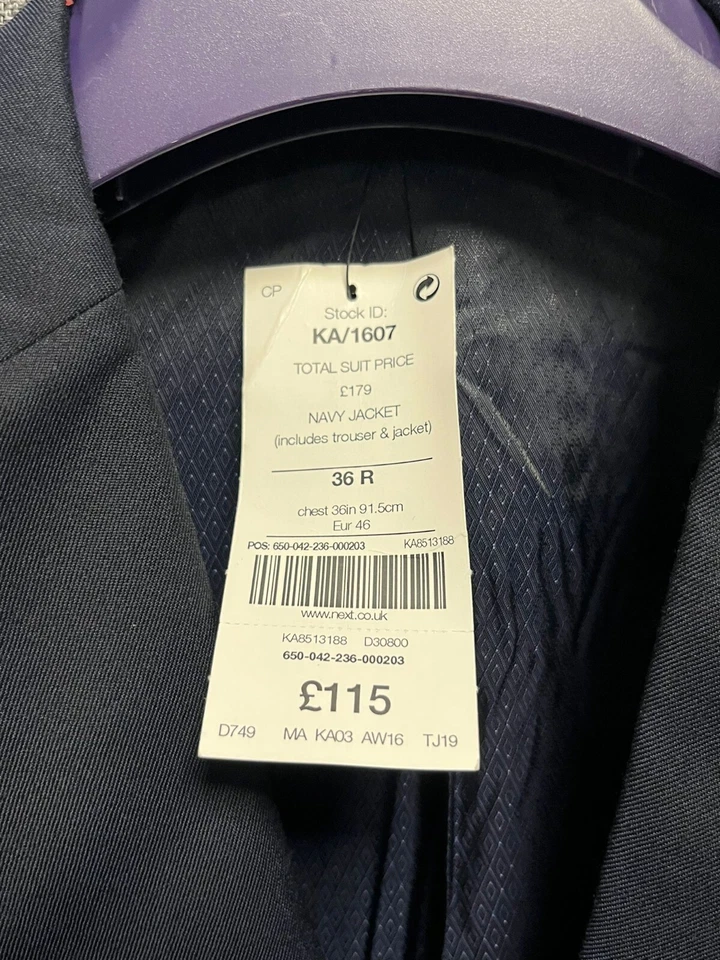 Blazer Next Signature Lana Italiana Azul Marino Calce Ajustado 36R TD027 KK 12 Foto 2 de 3