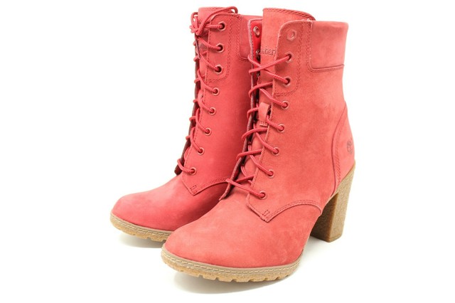 red timberland heels