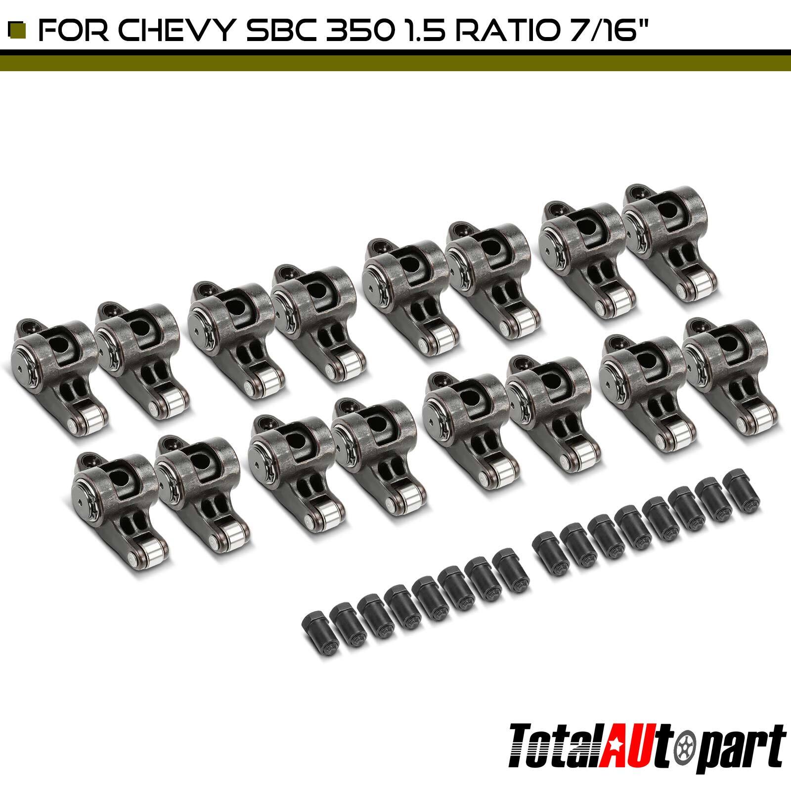 4340 Black Chromoly Stud Roller Rocker Arm Set for Chevy SBC350 1.5 Ratio 7/16in