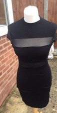 Shein Size Small High Neck Capped Sleeve Mesh Panels Short Dress. c