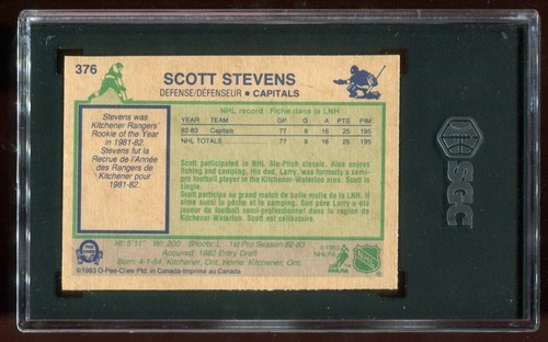 1983 O-Pee-Chee #376 Scott Stevens SGC 8 NM-MT Rookie RC HOF Capitals~(PL) - 第 3/3 張圖片