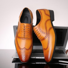 38-48 sz Lace Up Brogue Wing Tip Carved Formal Dress Mens Business Wedding Shoes