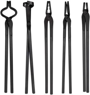 Knife Making Tongs Set Tools Blacksmith Bladesmith Tong Vise Anvil Forge 5 PCS