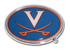 university of virginia cavaliers uva oval logo color chrome auto emblem usa made