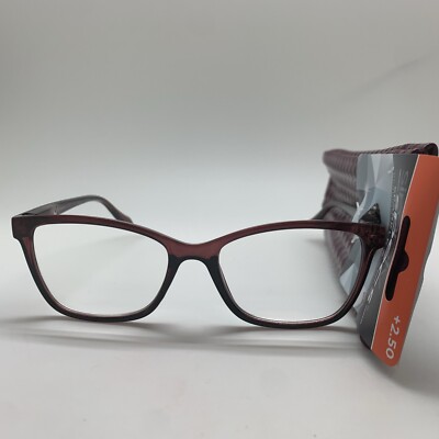 Foster Grant SPARKLE SHINE VRL2004 +2.50  prp PURPLE Reading Glasses READERS