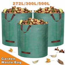 Pack of 2/3 Heavy Duty Garden Waste Bags 272L-500L Green Reusable Storage Trash