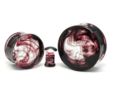 Smokey Swirl Glass Double Flare Plugs (PG-582) gauges PICK YOUR SIZE