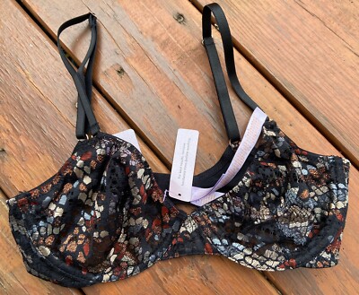 Savage X Fenty 32D Unlined Demi Underwire Bra Black Copper Cream NWT