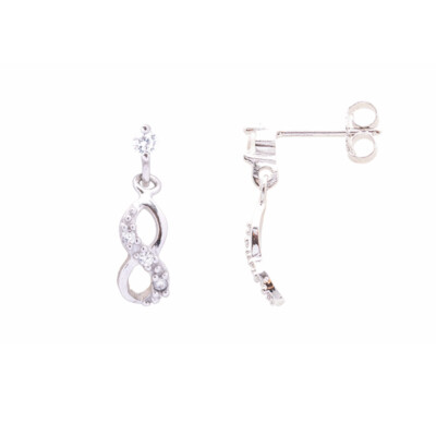 Piccoli orecchini pendenti a forma di sfera, 100% argento sterling massiccio 925, gioielli carini e delicati realizzati a mano. Amore infinito. - Italia