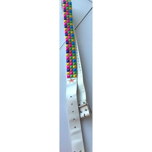 White Adjustable Belt w/Colorful Tiles 100% Polyurethane Women's Size XL (READ) - Picture 9 of 14