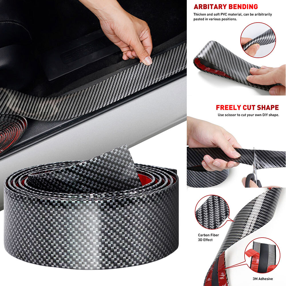 Accessories Carbon Fiber Car Door Plate Sill Scuff Cover Anti Scratch Sticker K