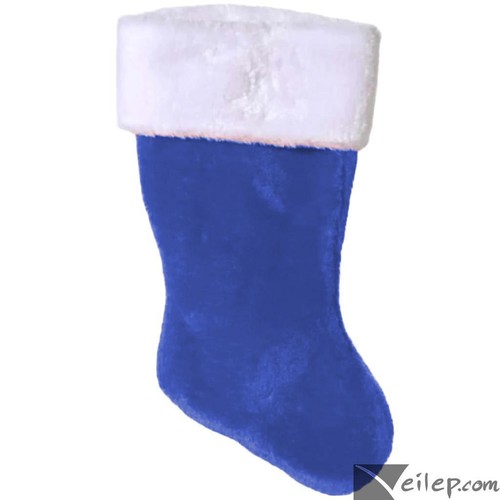 Medias de Navidad de 19 pulgadas de peluche grande de pila alta de lujo de felpa alta, azul blanco - Imagen 2 de 2