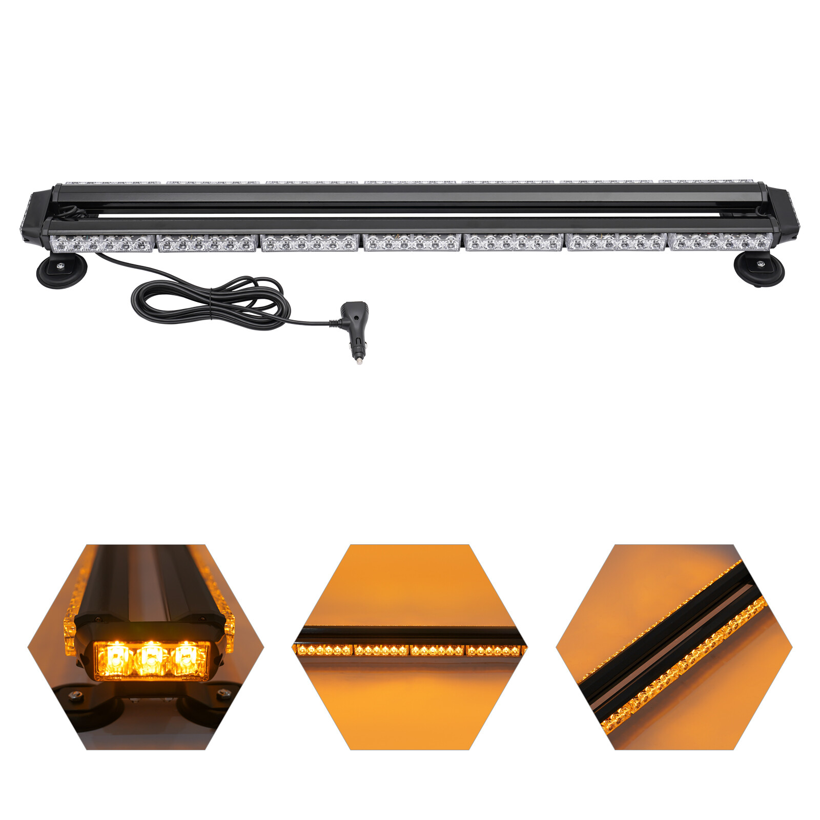Rooftop LED Emergency Strobe Light Bar Amber+Yellow Warning Flash TrafficAdvisor