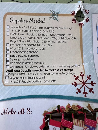 Snowman embroidery stocking panel Needle Creations. - Picture 4 of 5