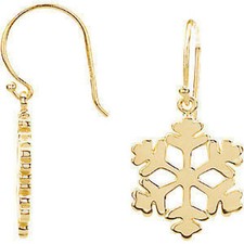 Petite Snowflake Earrings In 14K Yellow Gold