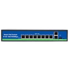 SYS Switch PoE VLAN 8 porte 100/1000 Mbps Max Distanza 100 m telecamera IP