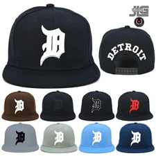 D Detroit Baseball D Front and Detroit Back Embroidery Snapback Hat Cap New