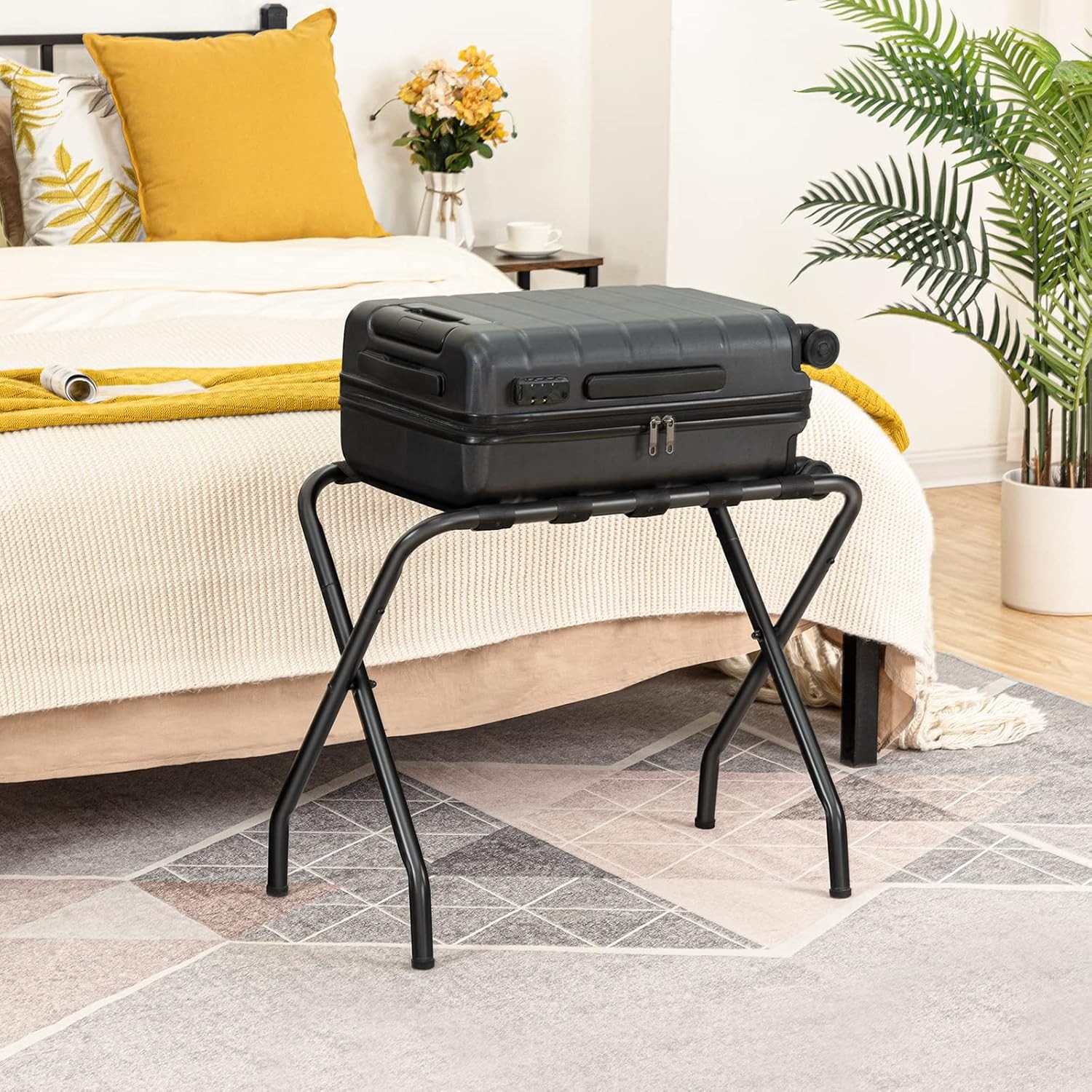 HOOBRO Luggage Rack Foldable Suitcase Stand for Guest Room 27 x 15.3 x 22 Inches