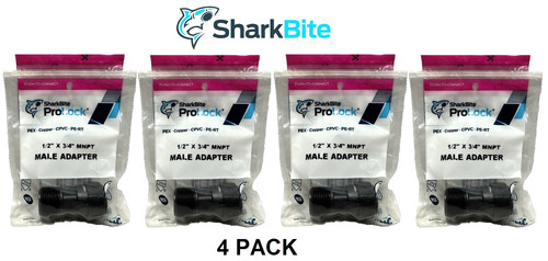 SharkBite ProLock 1/2" X 3/4" Push-to-Connect Plastic MIP Male Adapter (4 PACK)