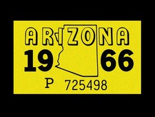 Arizona license plate registration sticker, 1966