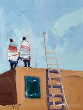 Old Pueblo Adobe House Painting PRINT by Artist Jose Trujillo 16x20 Canvas