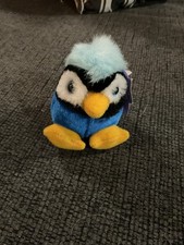 Swibco Puffkins Jake Blue Jay Bird Plush Keychain Toy w/ Tags Vintage Mini 3"