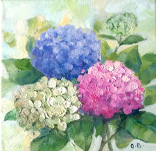 Gemälde neu Hortensien  Ölbild Original handgemalt Blumen Unikat