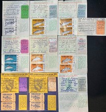 Lote De 9 Licencias De Pesca De Colección California 1966 - 1972 + 1 Caza