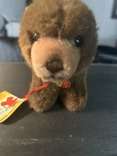 Vintage Steiff "Browny" The Bear 1445/12 Ear Button Flag Original Tag Austria.