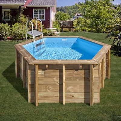 Echtholzbecken Rund Ø 280 x 107 cm Holzpool Komplettset mit Filter & Leiter