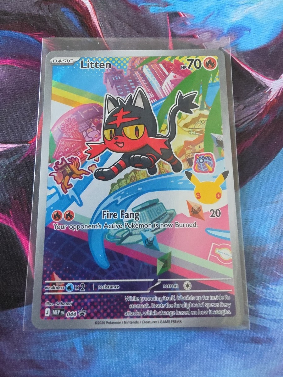 litten holographic card Pokemon 167/162 Temporal Forces Singles Pokemon Litten #44 Mega Evolution