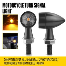 2x Mini Bullet Black Motorcycle Signal Turn LED Blinker Light Brake Amber Lamps