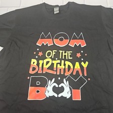 womans large Black Mom Of The Birthday Boy Mouse Family T Shirt