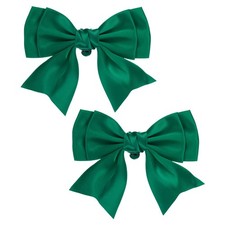 2Pcs Women Bow Shoe Clips, Satin Elegant Detachable Shoe Buckle Dark Green 