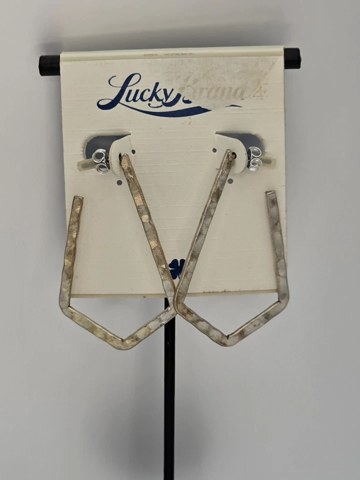 Novo! Brincos geométricos de argola martelada LUCKY BRAND placa de prata GRÁTIS $ENVIO!! - Imagem 2 de 4