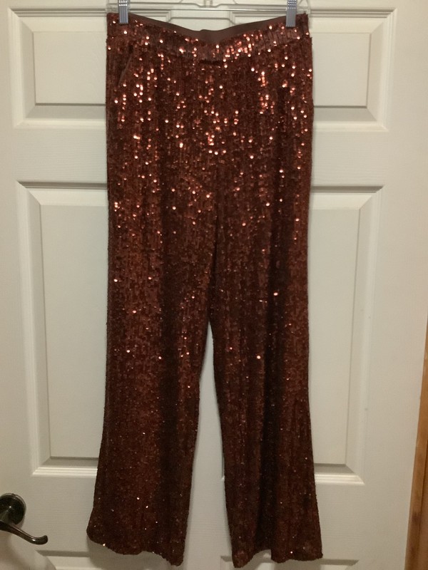 Cable & Gauge Rust Brown Holiday Party Formal Sequins Slacks Pockets Women's S