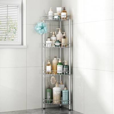 SWTYMIKI 4-Tier Stainless Steel Rustproof Corner Caddy, 12 Hooks, No-Drill