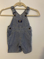 Oshkosh Bgosh Vestbak Shortalls 18 Months Blue White Stripe S48