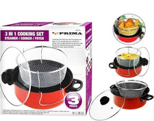 3in1 Non Stick Deep Fryer Pan 5L with Basket Glass Lid Chip Chicken Fry Pot