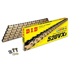 D.I.D Chain Did 520vx3 Gb 94l X-ring (dj), Chain Gold & Black Links, Did520vxgb0