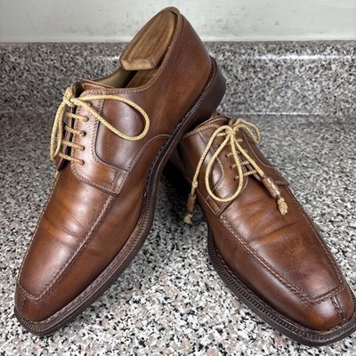 Stefano BI Brown Leather Split/Apron Toe Derby Handcrafted in Italy Men's Sz 9.5