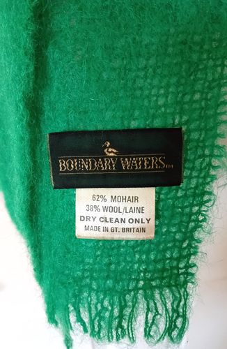 Bufanda Cuello Mezcla Mohair Lana Años 70 De Colección Verde Esmeralda Límite Aguas Gran Bretaña - Imagen 3 de 4