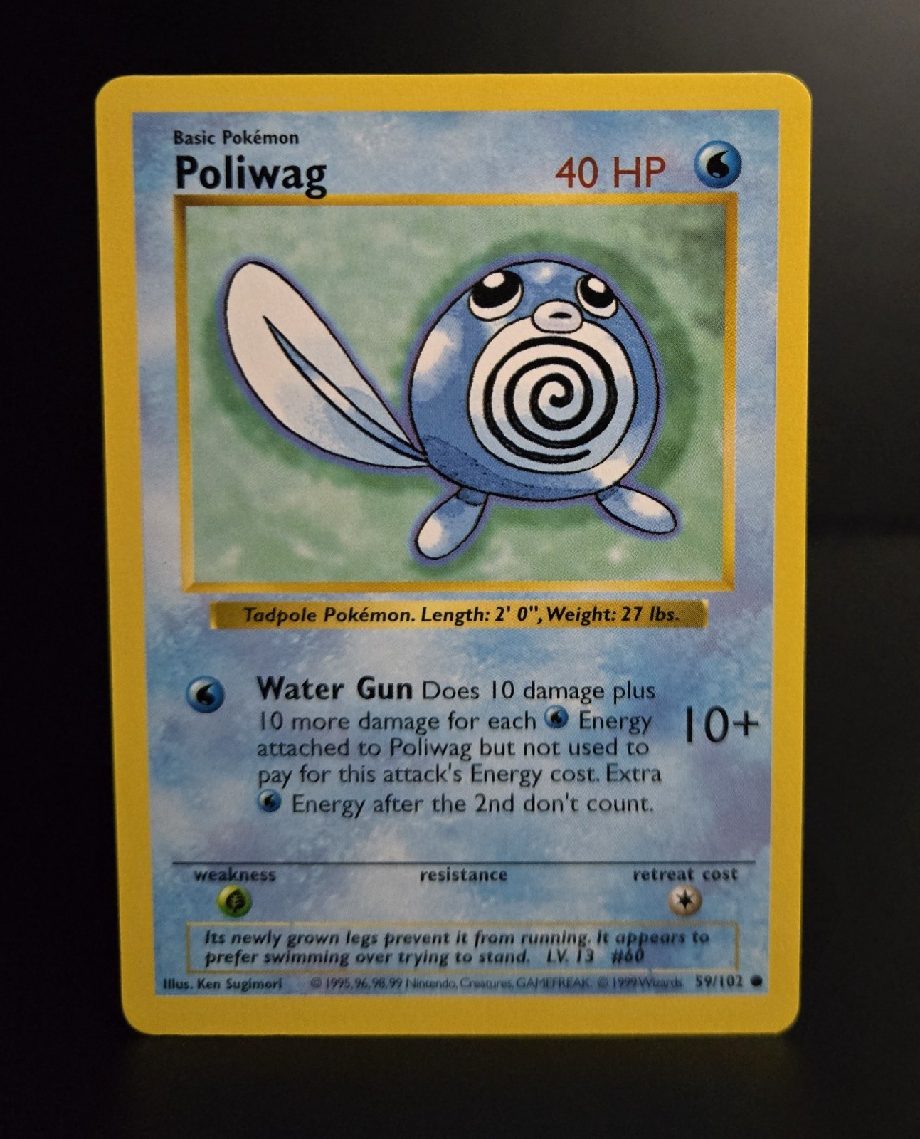 Pokémon TCG - POLIWAG - SHADOWLESS - 59/102 - WOTC - BASE SET (1999) - LP/NM