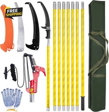 Pole Saws for Tree Trimming, 7.3-27 Ft Tree Pruner Manual Pole Saw, Extendable