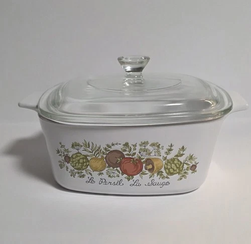 Vintage CorningWare Spice of Life 1.5 Qt Casserole Dish A-1 1/2-B w/ Pyrex Lid