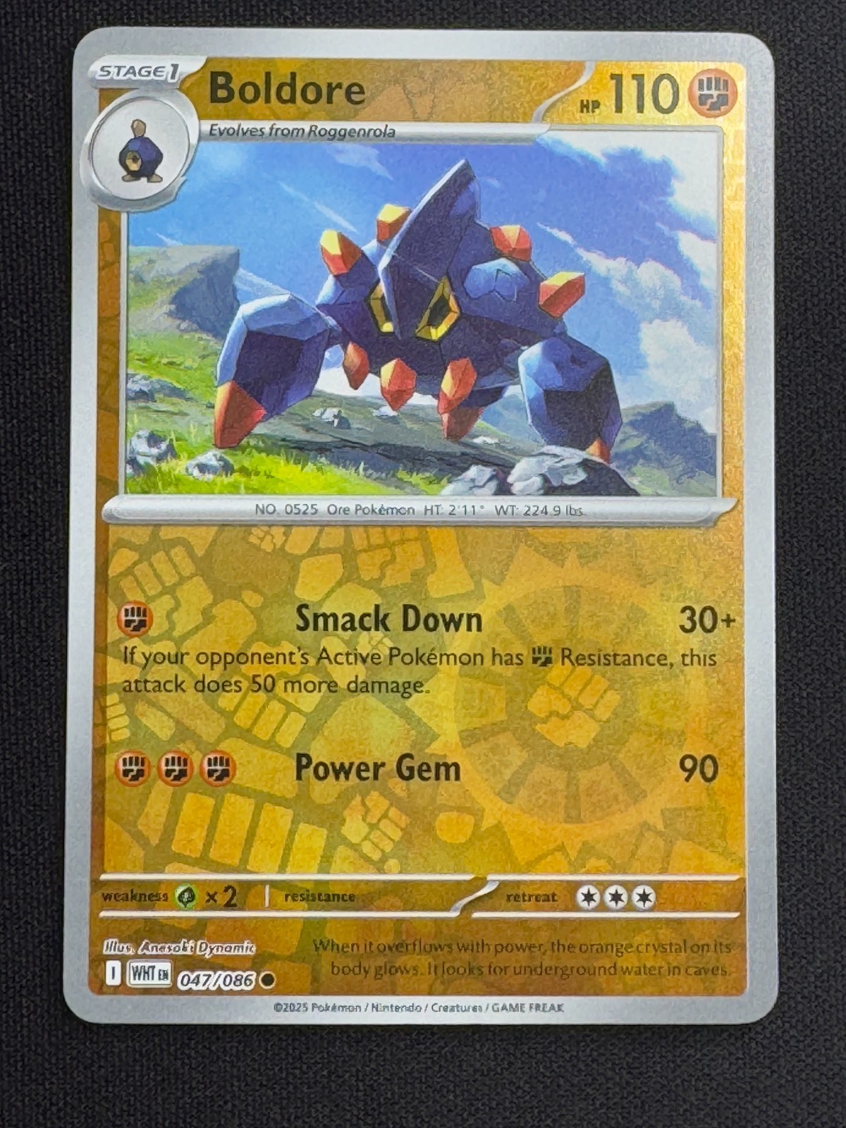 Boldore Reverse Holo 47/086 White Flare Pokémon TCG