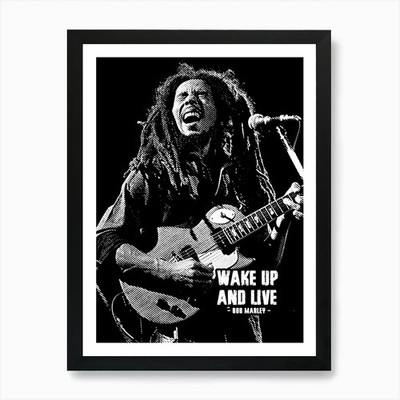 Bob Marley Zitat Line Art v2 Kunst Pr gerahmtes Wandbild Poster Leinwanddruck Bild