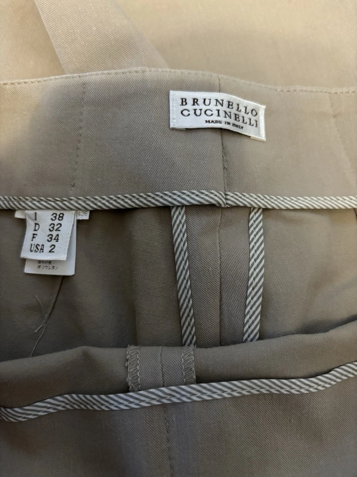 Pantalones para mujer Brunello Cucinelli talla 2 beige nuevos con etiquetas hechos en Italia Foto 2 de 2