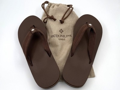 PATEK PHILIPPE Men's Brown Rubber Flip Flops Original *RARE GADGET* New